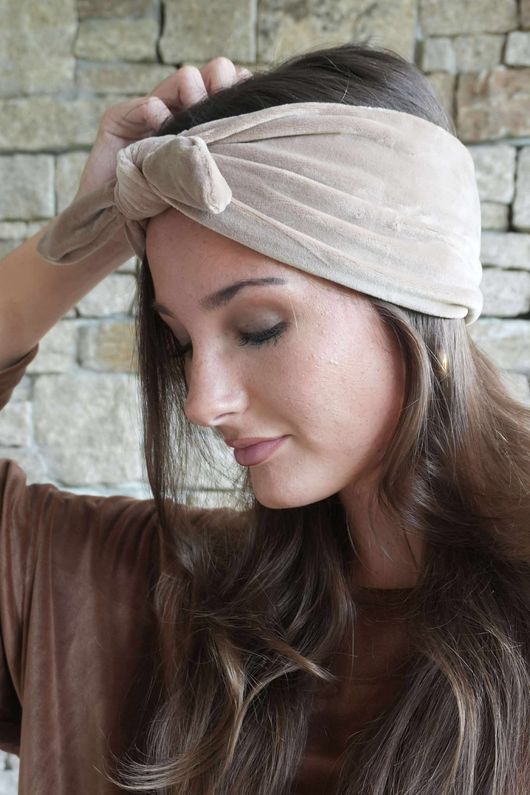Nora Stretch Velour Headband Mocha